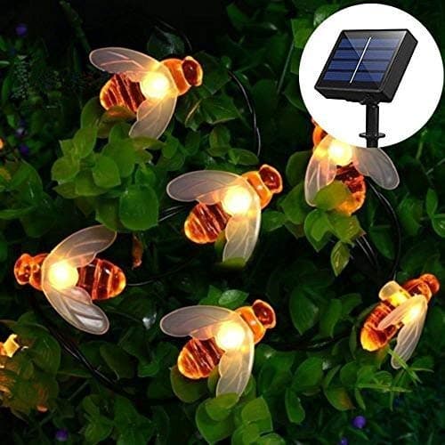 Honey Bees Lights, EONANT Bee String Lights 30LED Waterproof Honey Bees Solar Lights for Outdoor Garden Summer Party Wedding Xmas Decoration (Warm White)