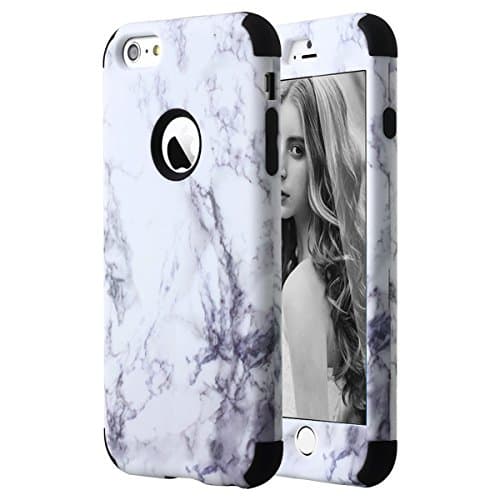 iPhone 6S Plus Case Pandawell Shockproof Hybrid High Impact Hard Plastic+Soft Silicon Rubber Armor Defender Case Cover for Apple iPhone 6S Plus / 6 Plus 5.5 inch - Marbling/Black