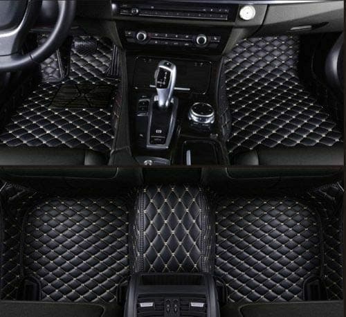 For Cadillac XTS SRX CTS ATS CT6 XT5 XT4 Escalade All Models Car Floor Mats Luxury Custom FloorLiner Auto Mats All Weather Protector Car Floor Mats Carpets (Black/Beige,CTS-2014-2018-Sedan 4-Door)