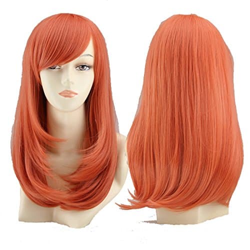 Simpleyourstyle Medium Long Pear Head 9 Colors Pop Style Wigs For Women (Orange)