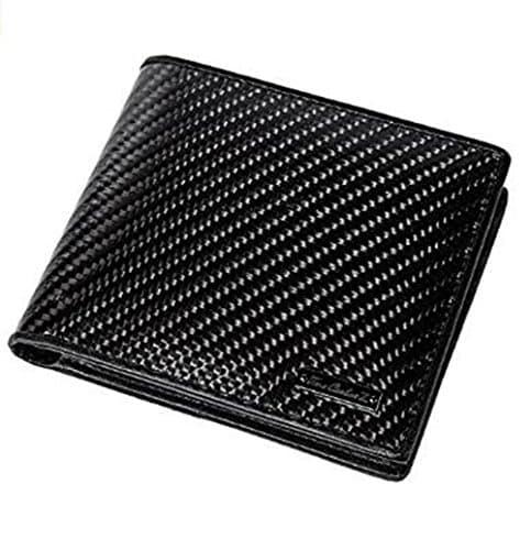 Wallet Minimalist Front Pocket Wallets For Men Credit Card Holder Made From Genuine Carbon Fiber True Carbon Fiber Slim Genuine Leather (Black)