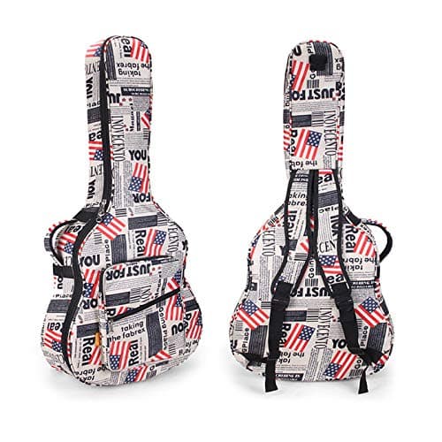 600D Water-resistant American flag Style Double Stitched Padded Straps Gig Bag Guitar Carrying Case for 40Inchs Acoustic Classic Folk Guitar
