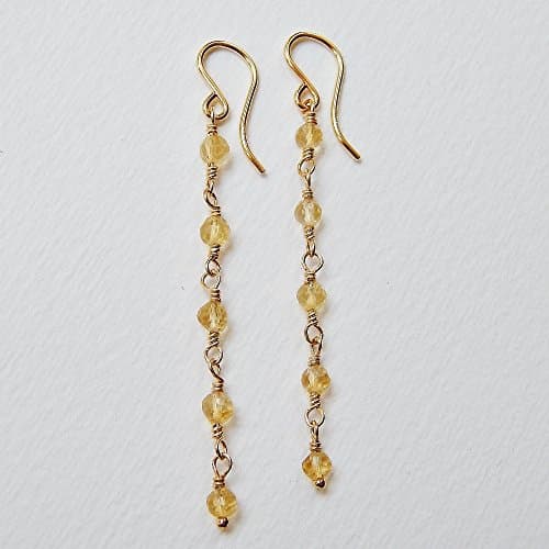 Faceted Citrine Earrings Gold Filled