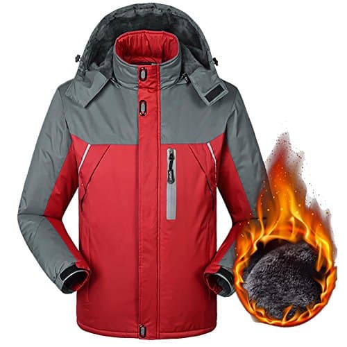 M&amp;C Men 's Jackets plus velvet thickening large size Outdoor wind and cold water-resistant cotton coat , red , xxxxl