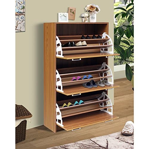 Deluxe Triple Shoe Cabinet | 3-Tier Design With Fold-Down Drawer Fronts | 29.3 inches wide x 11.4 inches deep x 49.6 inches high