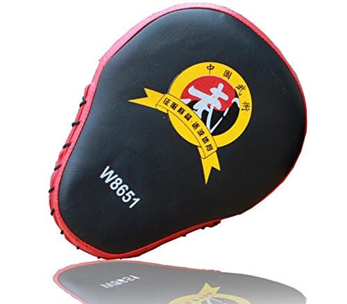 Target MMA Boxing Mitt Focus Punch Pad Shield PU Leather Training Glove Karate Taekwondo Boxing Kick 1 Pcs (Red, round)