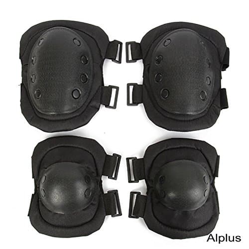 Skate kees, Alplus Military Tactical Knee Pad Elbow Pad Set,Airsoft Knee Elbow Protective Pads Combat Paintall Skate Outdoor Sports Safety Guard Gear (2Knee Pad and 2Elbow Pad )