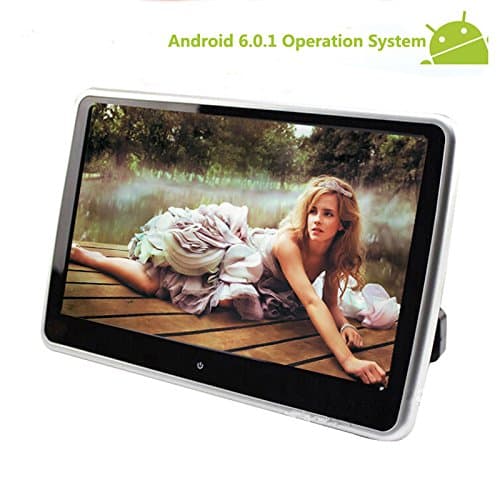 Captiosus Android Touchscreen Headrest Car Monitor - 10.1 Inch Universal Car Mount Video Audio Multimedia Player Hi-Res LCD Screen, Wifi, Bluetooth - Vehicle Mounting Bracket Included
