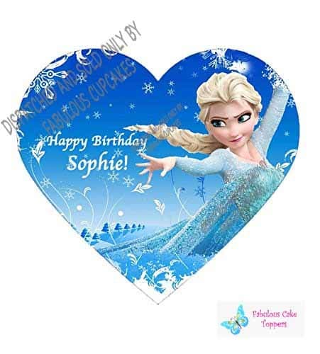 Princess Personalised Cake Topper Icing Sugar Heart Shape imge A