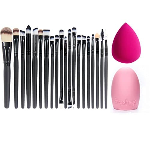 Anboc Makeup Blender Sponges And Egg Brush Cleaner With 20 Pcs Make Up Brushes Kit