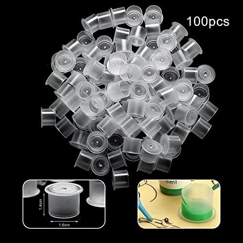 100pcs Transparent Plastic Big Size Tattoo Ink Cups Caps Permanent Makeup Pigment Cups Tattoos Color Cup Eyebrow Cap
