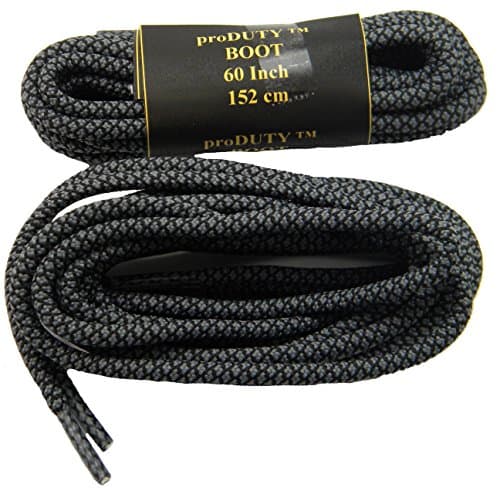 proDUTY Heavy Duty Boot Shoelaces Shoe Strings Round Long Lasting Shoelaces - 1 Pair Pack (45 Inch 114 cm, Grey-Black)