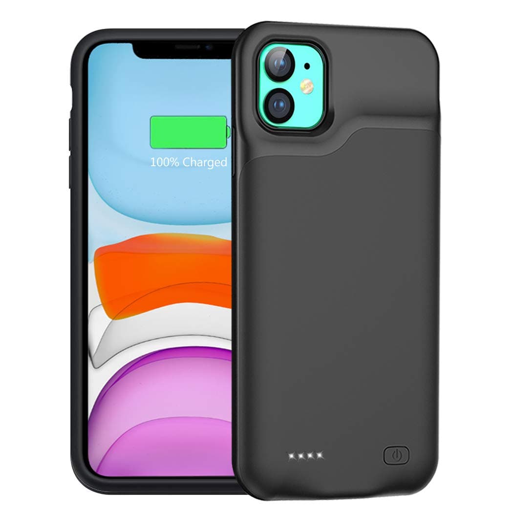 Battery Case for iPhone 11, 6000mAh Portable Protective Charging Case Compatible with iPhone 11 (6.1 inch) Rechargeable Extended Battery Charger Case (Black)