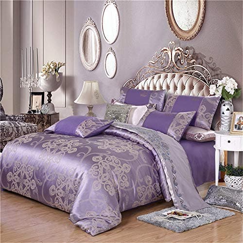 YYSZM Home Textile Bedding Bed Sheet Pillowcases Cover Set Satin Jacquard Duvet Cover A 220x240cm