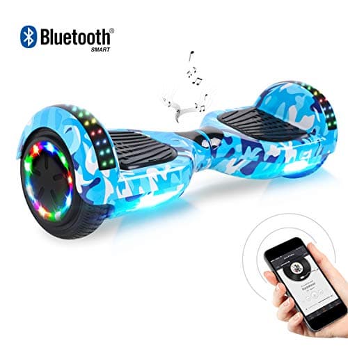 TOEU Hoverboard 6.5" Self-Balancing Electric Scooter, Dual System and 250W Motors, APP, Bluetooth Speaker, LED, Tire Light and Carry Bag