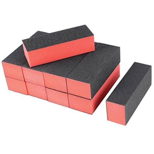 Poluck Essential 10pcs Sponge Nail Finishing Polisher 4 Way Buffer Buffing Block Manicure File Polishing (Black Red)