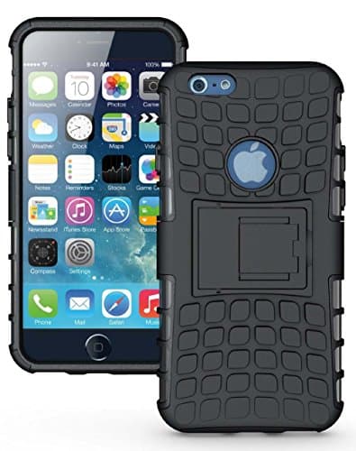 Kingo Heavy Duty iPhone 6 Case,iPhone 6s Shockproof Case Rugged Dual Layer with Kickstand (Black)