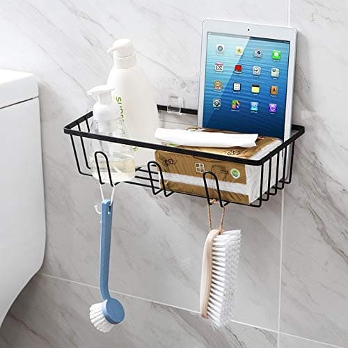 Seven Moon Self Adhesive Kitchen Storage Rack Spoon Holder Clothe Hanger Wardrobe Hanging Organizer Bathroom Rack with 3 Hooks (Random Color)