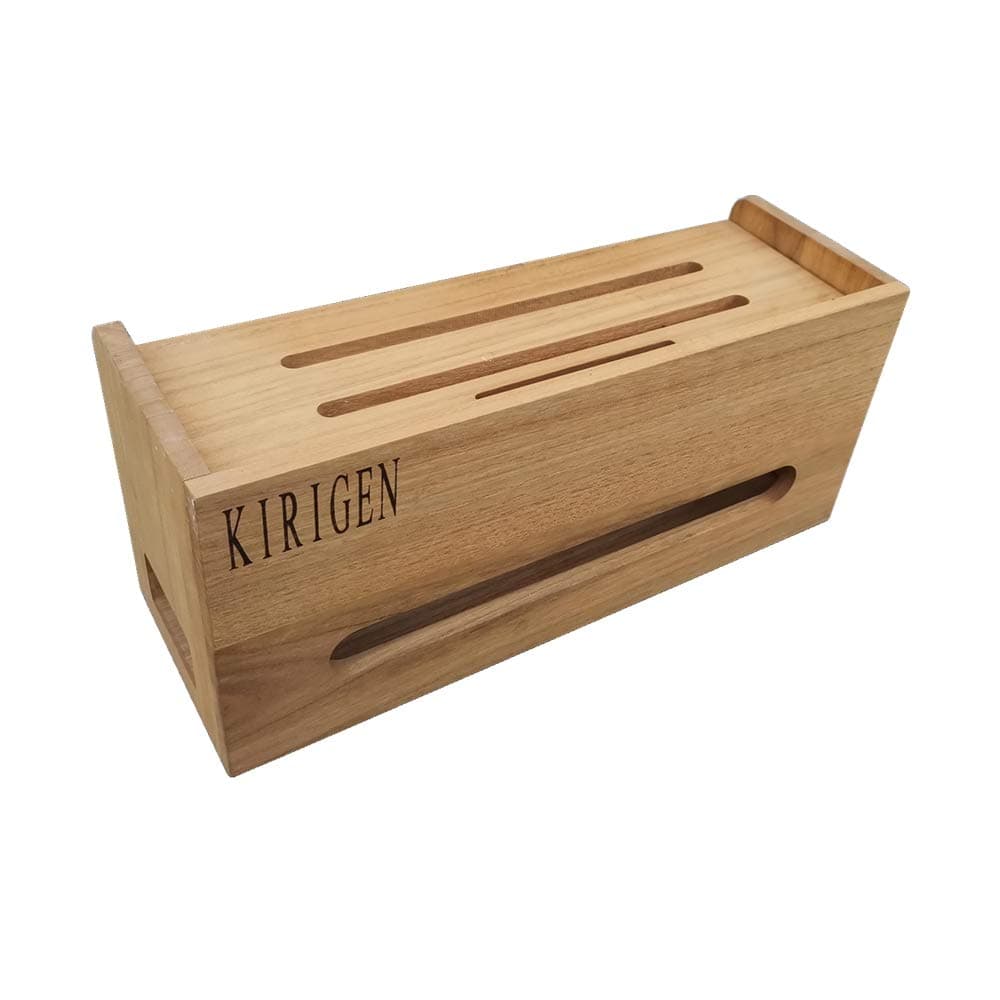 Kirigen Natural Wooden Cable Management Box Organizer - Hides Power Strips Surge Protectors & Cords - Cover Outlet Surrounding Desk Computer,Home Office Kids Pet Friendly