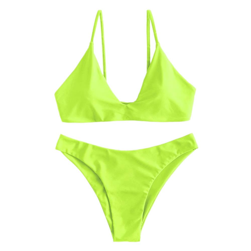 Women High Cut String Bikini Set Two Piece Padded Swimwear Bralette Swimsuit Bathing Suit