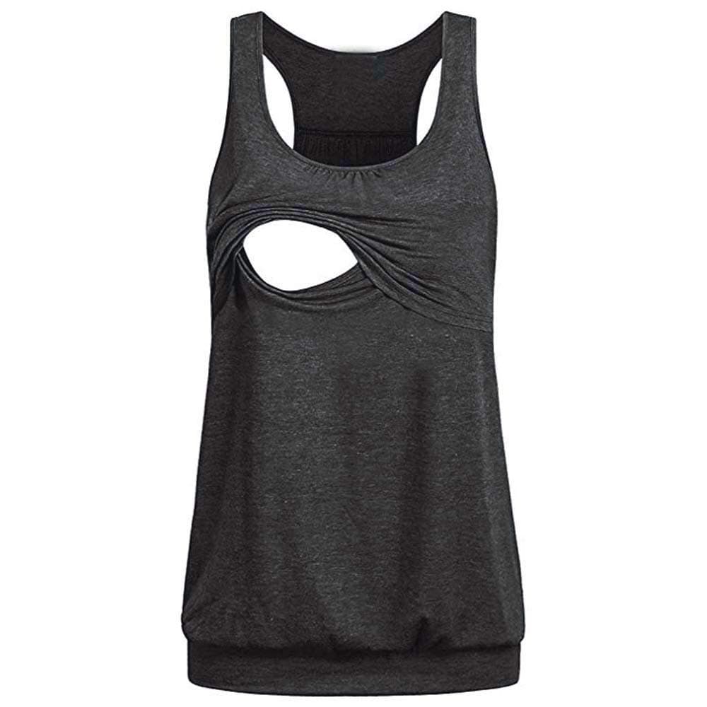 Women's Maternity Layered Nursing Tops Solid Short/Long Sleeve Henley V Neck T-Shirts Breastfeeding Blouse