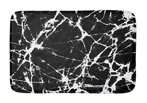 Yesstd Chic Black Marble White Grain Accent Absorbent Super Cozy Bathroom Rug Doormat Welcome Mat Indoor/Outdoor Bath Floor Rug Decor Art Print with Non Slip Backing 24" L x 16" W Inches.