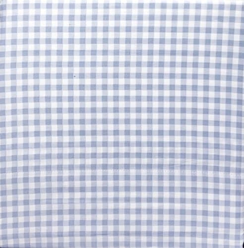 Classic Home Bedding Cotton King Size Bed Sheet Set, Blue White Gingham Plaid Stripes Rustic Pattern, Extra Deep Pockets