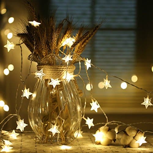 Christmas Star LED String Lights,Christmas Decorative Tree Lamp with 19Ft 40 LED Battery Powered Fairy String Lights,Holiday Lights for Party Wedding Christmas Tree Decoration,Warm White