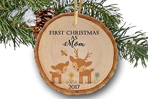 First Christmas as Mommy Ornament 2017, keepsake ornament, Baby's 1st Christmas Ornament, tree slice, wooden