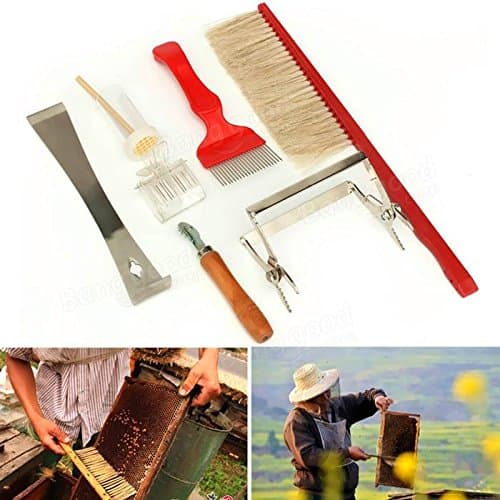 7pcs Queen Catcher Bee Brush Uncapping Fork Gardening Beekeeping Equipment Tool Kit