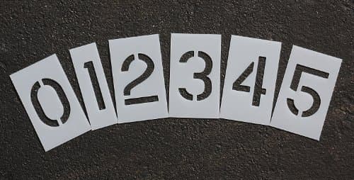 RAEPavement Stencil,3 in,Number Kit,1/16, Clear