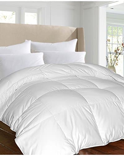 Elliz All Season Extra Warmth White Down Comforter 100% Cotton 600 Fill Power, Twin Size, White