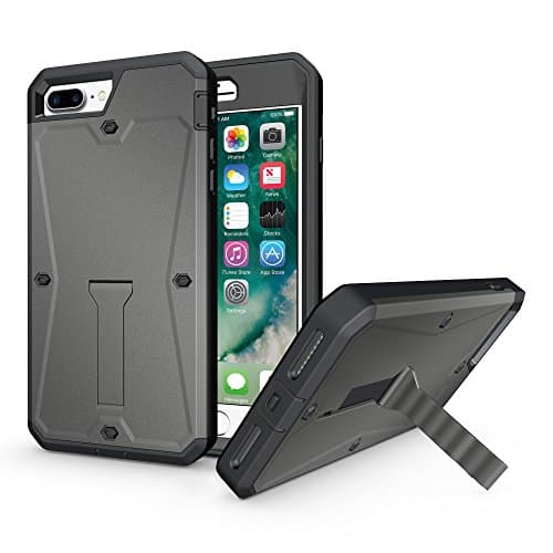 iPhone 7 Plus Case,AMACASE [Tank Series] Heavy Duty Dual Layer [Full Body] Protection [ Soft TPU + Hard PC] With Built-in Screen Protector Kickstand Bumper For iPhone 7 Plus 5.5 inch -Gray