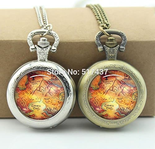Pretty Lee Peter Pan Neverland Map Pocket Watch Floating Glass Lockets Necklace Antique Pocket Watch Necklace
