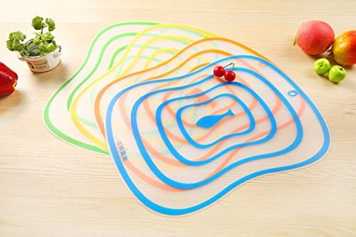 Flexible Plastic Cutting Board Mats Set, Colorful Kitchen Cutting Board Set of 4 by Xujia