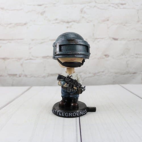 LFTN Mini PUBG Playerunknowns Battlegrounds 3D Garage Kit Action Figure Simulation Model Pan Eating Chicken Game War Toys Ornament for Car Home Decor Gift (Shaking Head B)