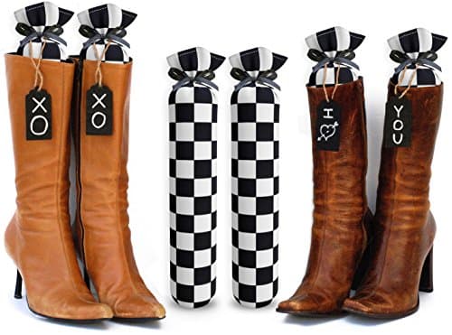 Boot Shaper Stands for Closet Organization. Many Patterns to Choose from. 1 Pair. (Black and White Checkers)