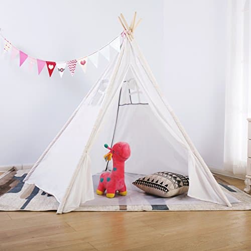 UINSTONE Teepee Flag #Tipi #Kid's Play Tent #Foldable #PURE WHITE #CARRY BAG