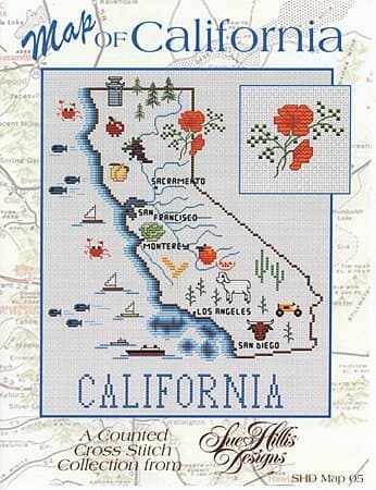 A Map of California Cross stitch chart