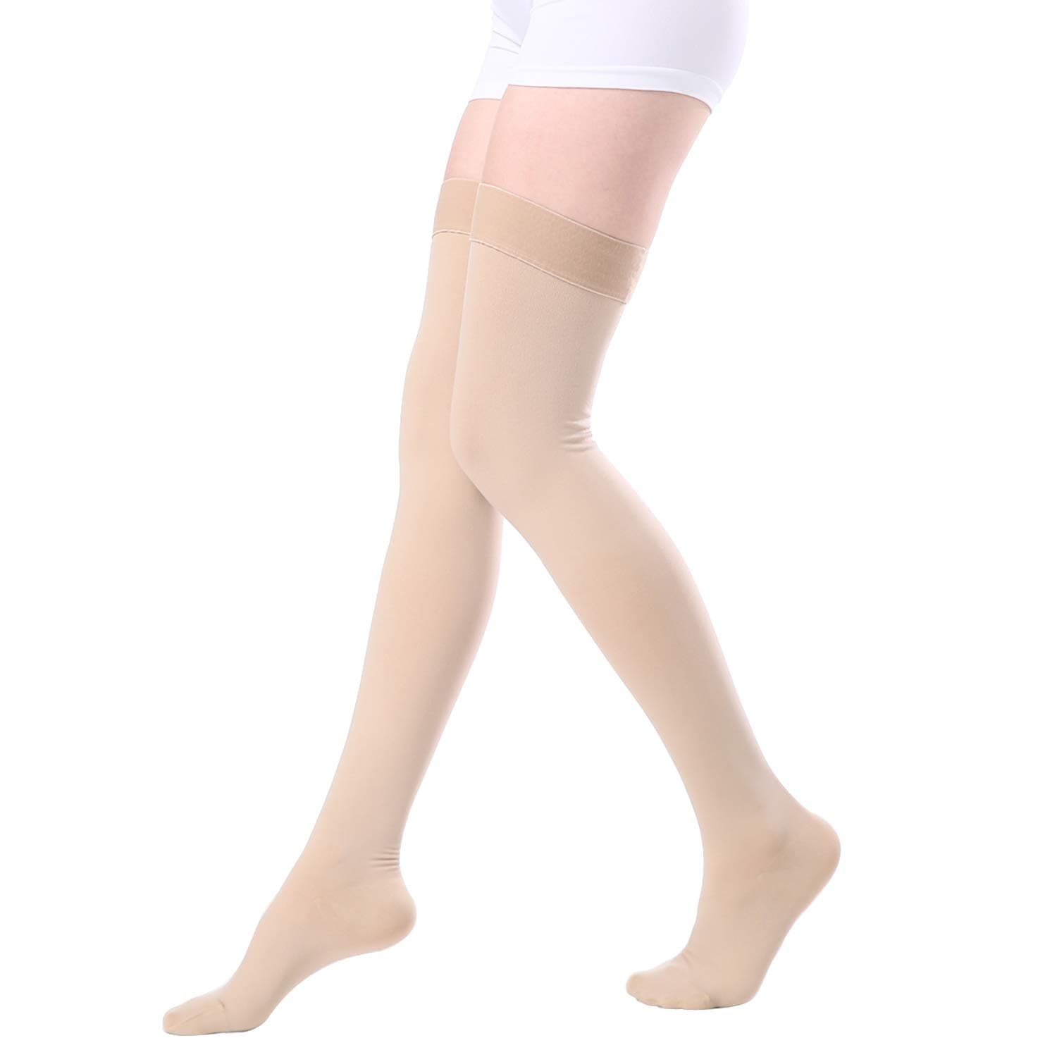 KOOCHY Thigh High Compression Socks,20-30 mmHg Firm Support Compression Stocking Support Hose for Swelling Pregnancy Nursing