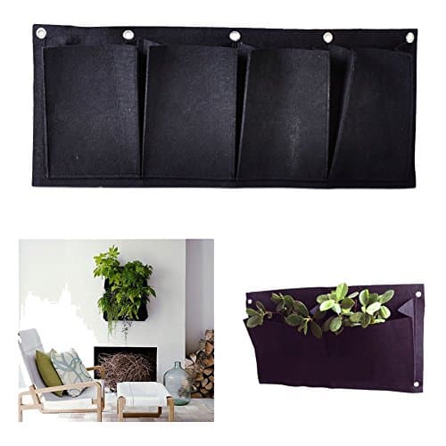 Black Large 1 Pocket Vertical Garden Wall Planter - Vertical Planters - Garden Planting Wall Planter - For Indoor &amp; Outdoor plants, Herbal plants, Vegetables, flowers, home and garden decor.
