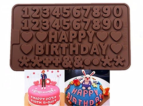 Shape 0-9 Numers Chocolate Molds Happy Birthday Words Cake Mold Pudding Dessert Decoration Mould.