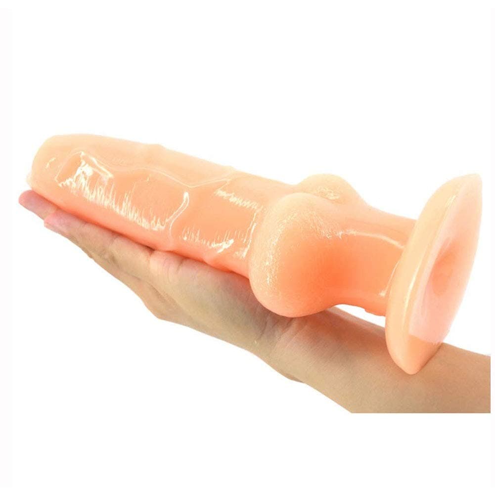 8 Inch Waterproof Safe PVC Tools with Strong Suction Cup Hands Free Massage Wand Didoes for Adult Women Relax Toys, Flesh
