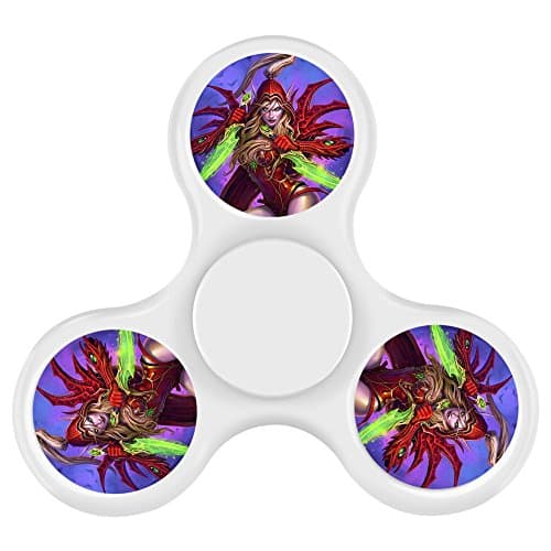 New Style Cheap Cool Tri-Hands Fidget Spinner Toy, Stress Reducer Relieve Anxiety, Controlling Force, Fashion Design and Images(Valeera Sanguinar - White)