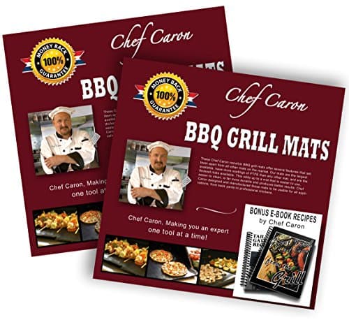 Chef Caron Bundle of 2 Sets - pro BBQ Grill mat Each Set with Two Heavy-Duty Grilling Sheets, nonstick, Ultra-Slick, Extra Thick .25mm