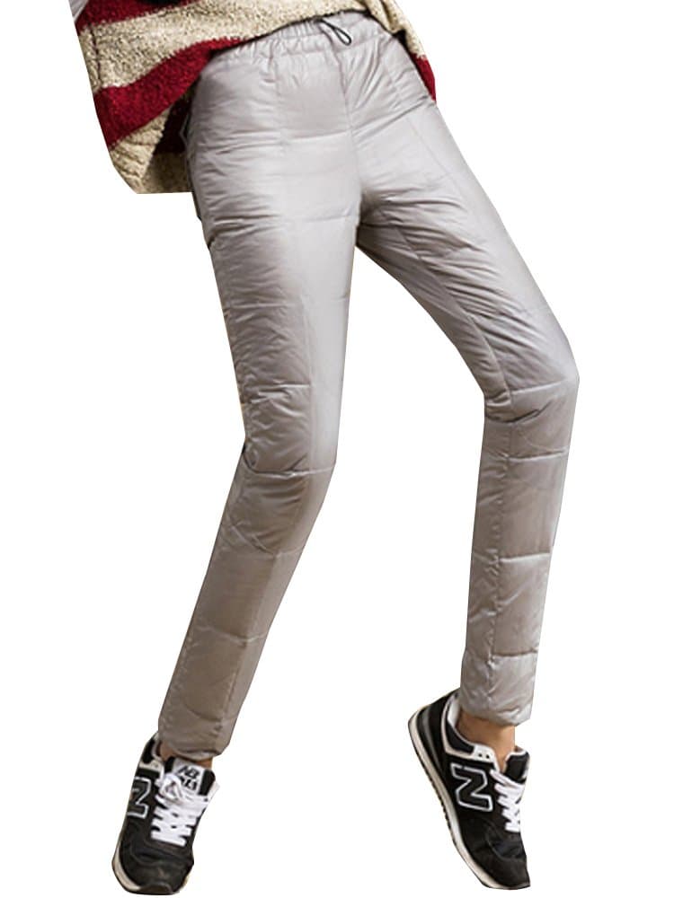 Sobrisah Women's Winter Warm Loose Packable Down Pants High Elastic Waist Nylon Compression Lightweight Snow Trousers