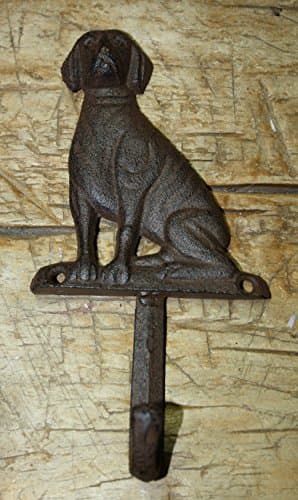 JTW - 7" Heavy Duty Cast iron Antique Style Rust Wall Hook DOG Retriever Puppy Decorative Wall Hook Small - For Coat Hook, Door Hooks, Key Hooks, Wall Hangers, Rust brown finish
