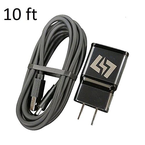 FAST Charger for Samsung Galaxy S9 S9+ S8 S8+ Note 8 + 10 Foot Type C USB-C Data Charging Cable - Black QuickCharge 3.0