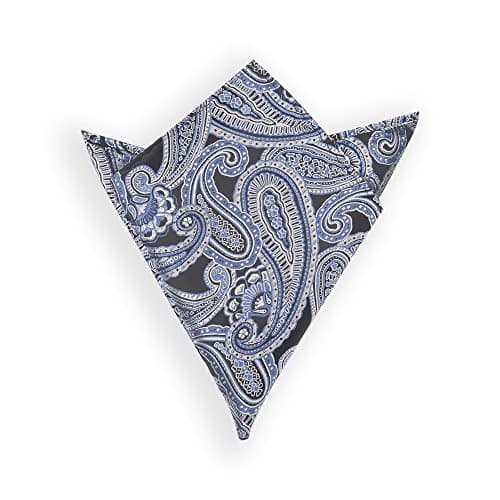SelectedStyle 100% Woven Microfiber Pocket Square With Blue Paisley Floral Pattern for Father's Day Gift