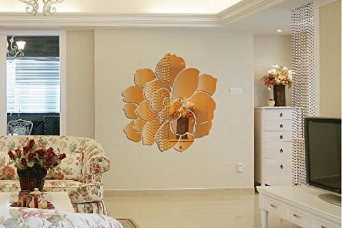 funlife® DIY Peony Flower Plastic Reflective Decal Mirror Wall Sticker